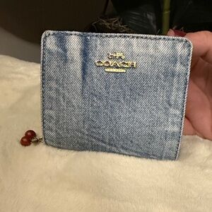 Coach Blue Loved Denim Wallet with Gold Accents NWOT